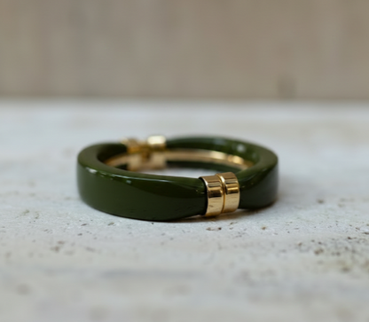 Bracelete Verde Militar Maxi Dourado