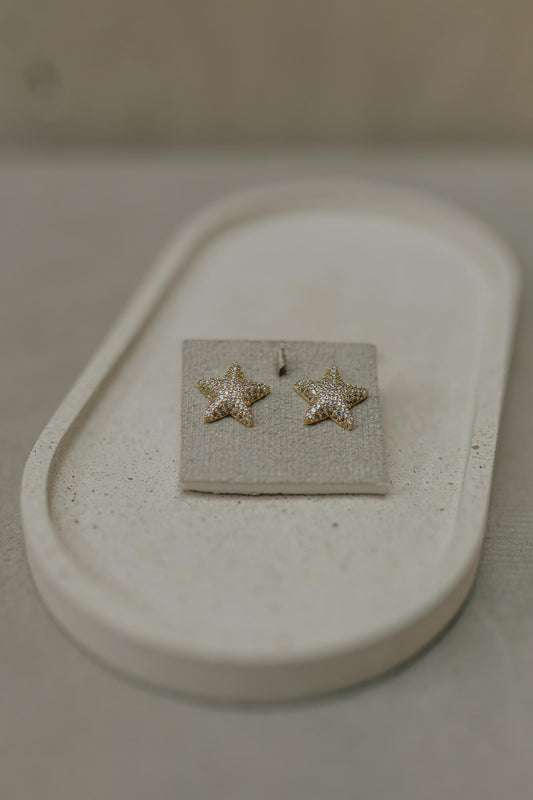 Brinco Estrela do Mar Cravejado Dourado