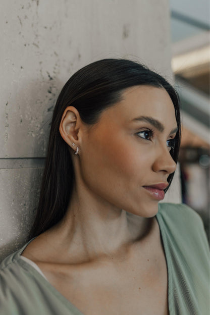 Brinco Argola Details Zircônias Ródio Branco