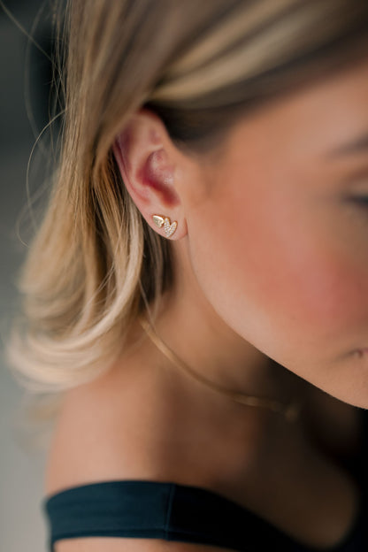 Brinco Coração Cravejado Dourado