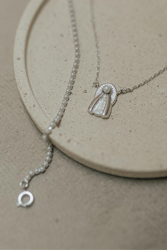 Colar Nossa Senhora Aparecida Pérola Ródio Branco