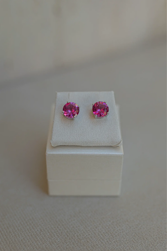 Brinco Redondo 10mm 4 Garras Rubelita Ródio Branco