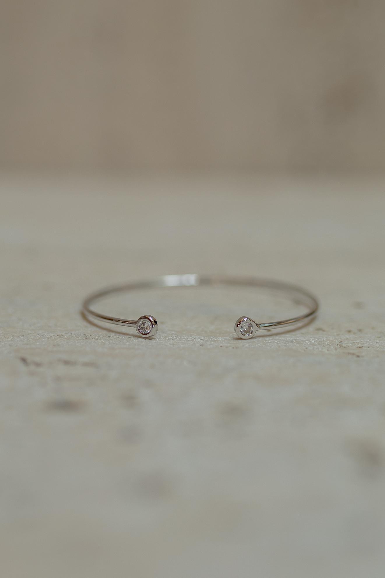 Bracelete Slim Ponto de Luz Ródio Branco