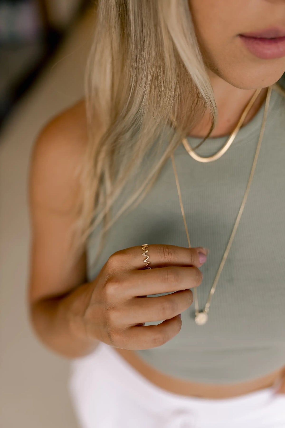 Anel Zig Zag Liso Dourado
