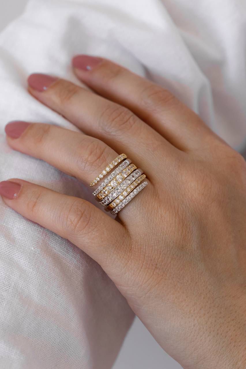 Anel Ajustável Espiral Cravejado