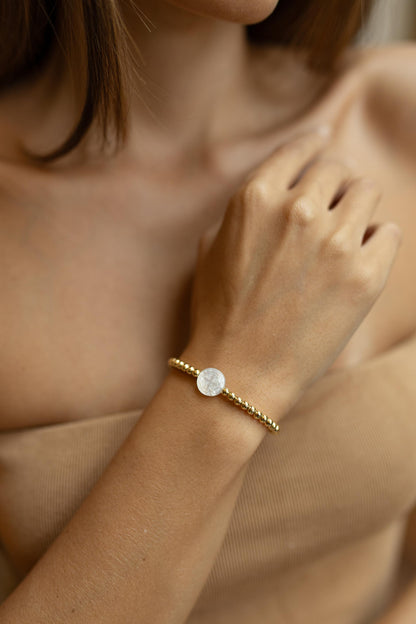 Pulseira de Bolinha São Bento Madrepérola Dourado