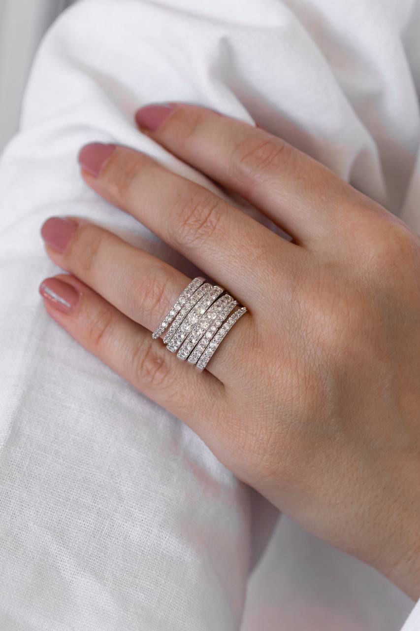 Anel Ajustável Espiral Cravejado