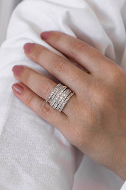 Anel Ajustável Espiral Cravejado