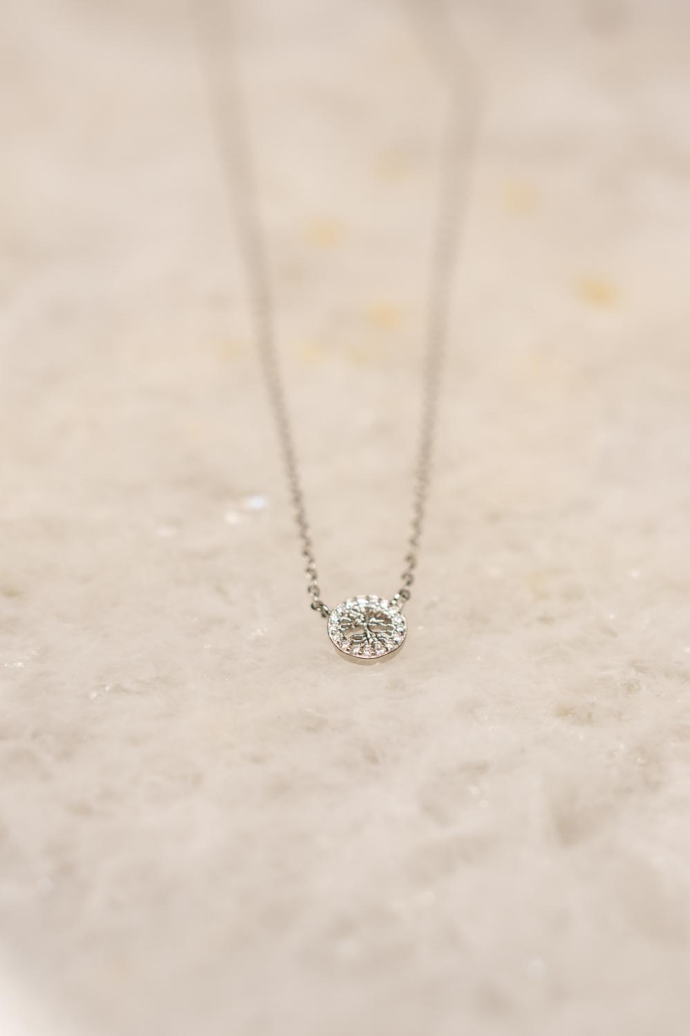 Colar Árvore da Vida Moissanite Prata 925 Ródio Branco