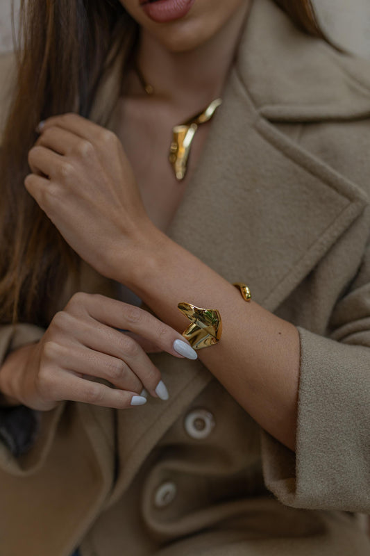 Bracelete Folha Dourado
