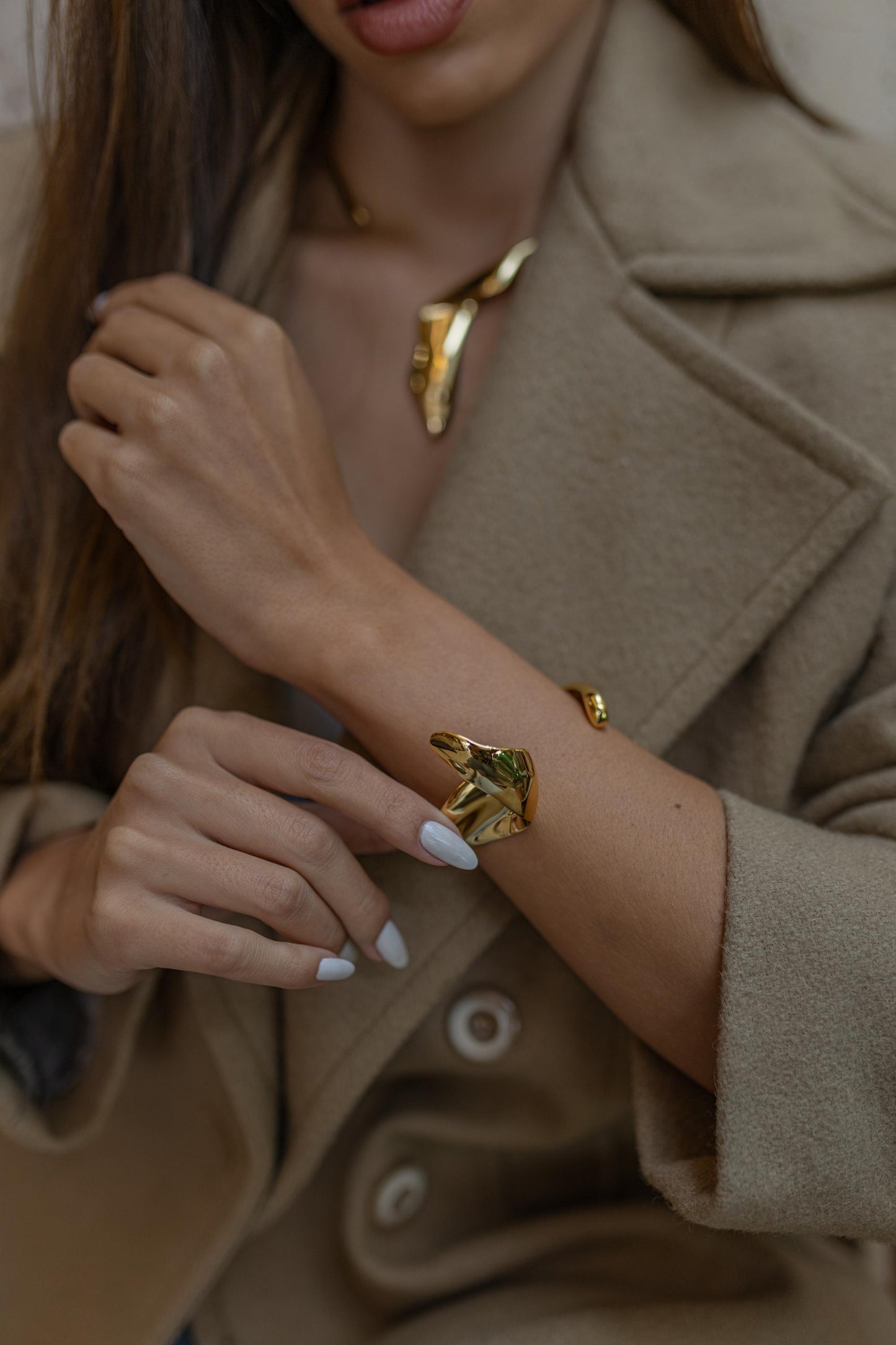 Bracelete Folha Dourado