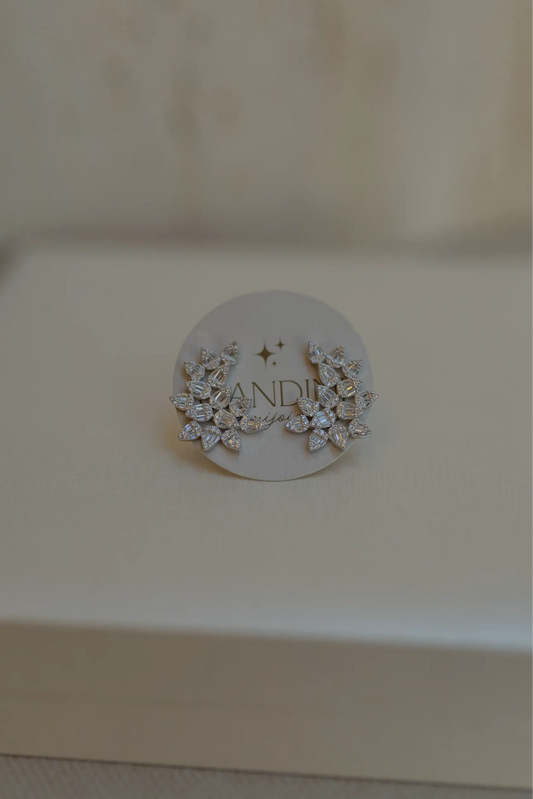 Brinco Ear Cuff 14 Gotas Prata 925 Ródio Branco