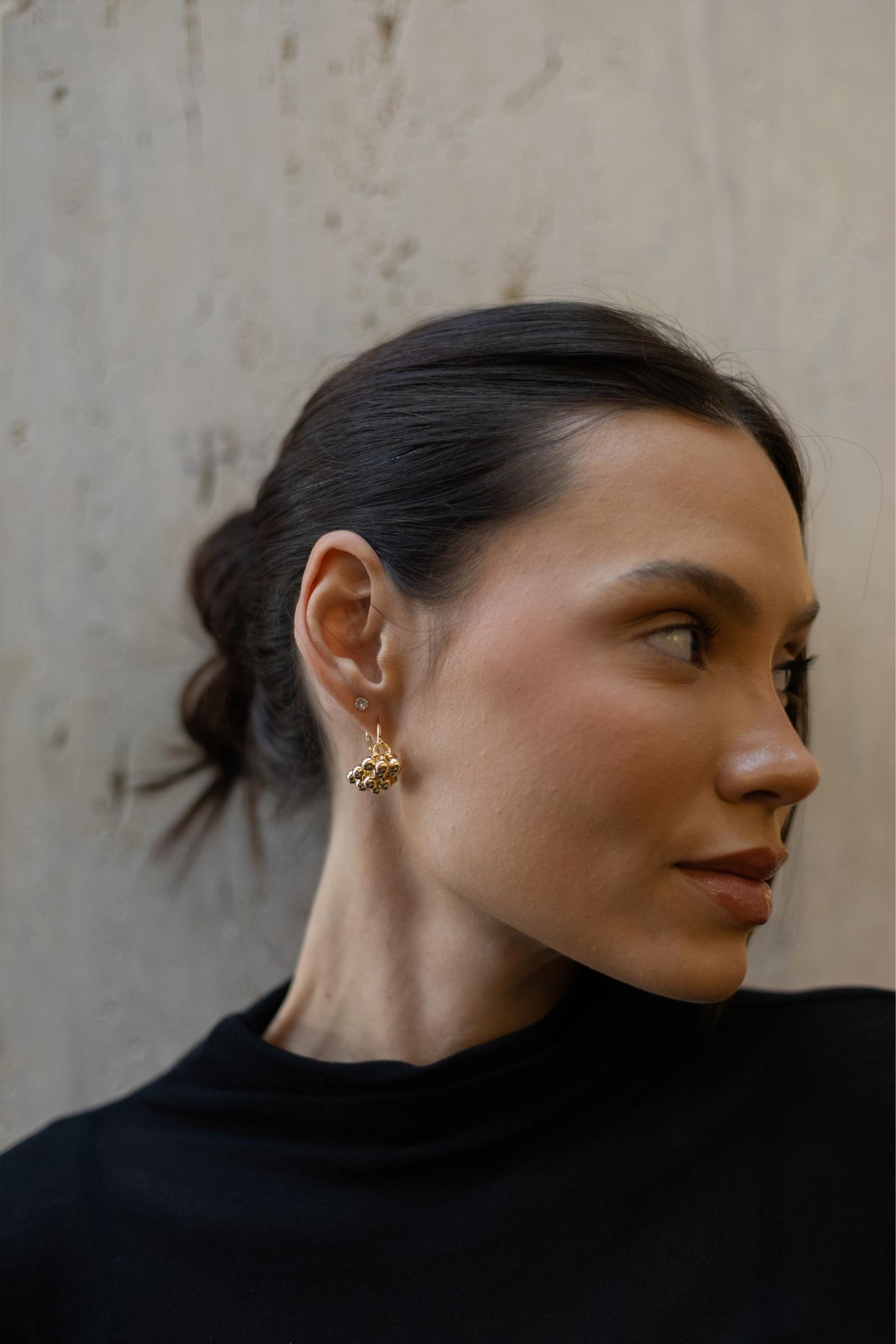 Brinco Argola Cacho Bolinhas Dourado