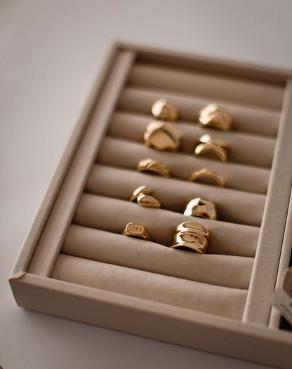 Anel Ajustável Duplo Liso Dourado