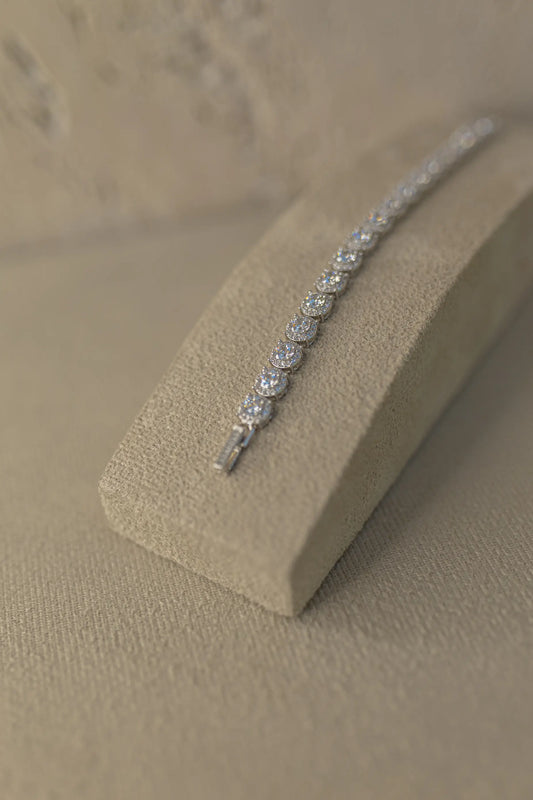 Pulseira Riviera Redonda Princesa Ródio Branco
