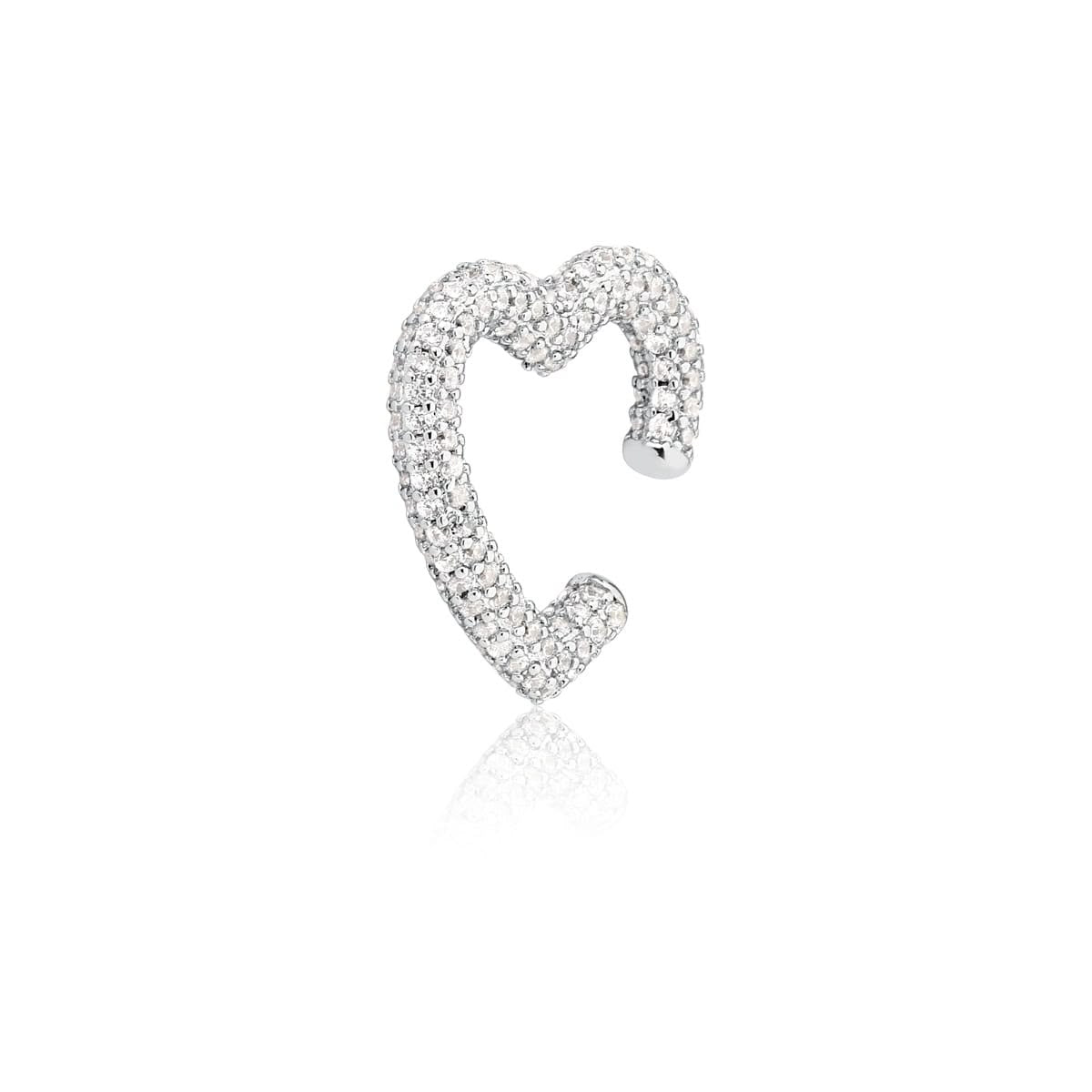 Piercing Fake Coração Cravejado Ródio Branco