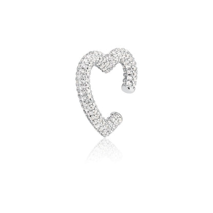 Piercing Fake Coração Cravejado Ródio Branco