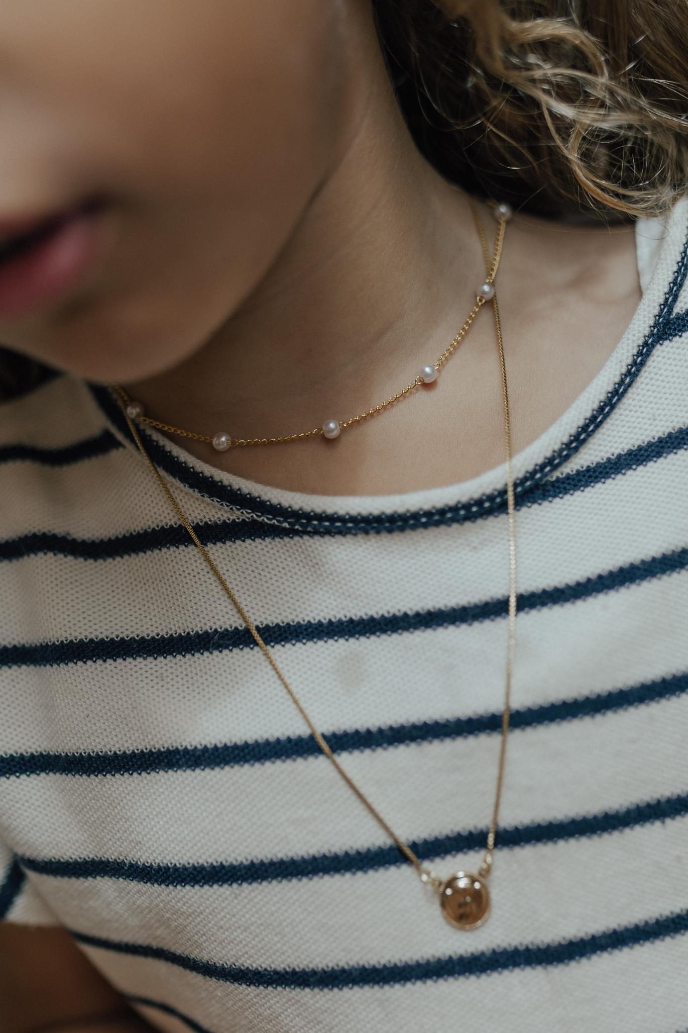 Colar Choker com Pérolas Infantil Dourado