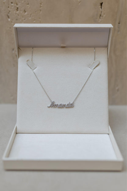 Colar Nome Personalizado 0,9mm Moissanite Prata 925