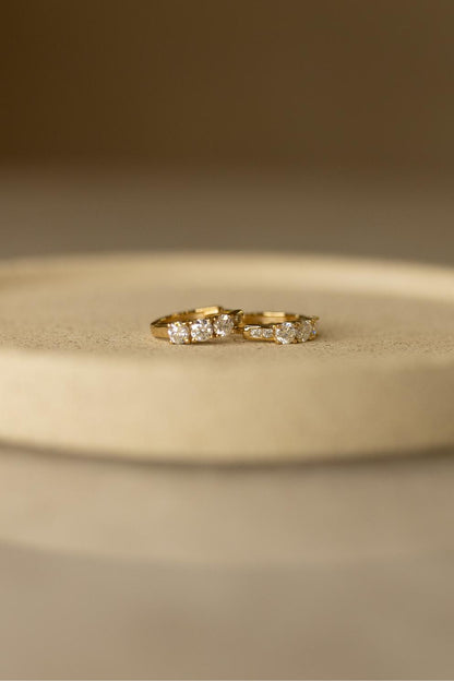 Brinco Argola Prata 925 Pontos de Luz  Moissanite Dourado