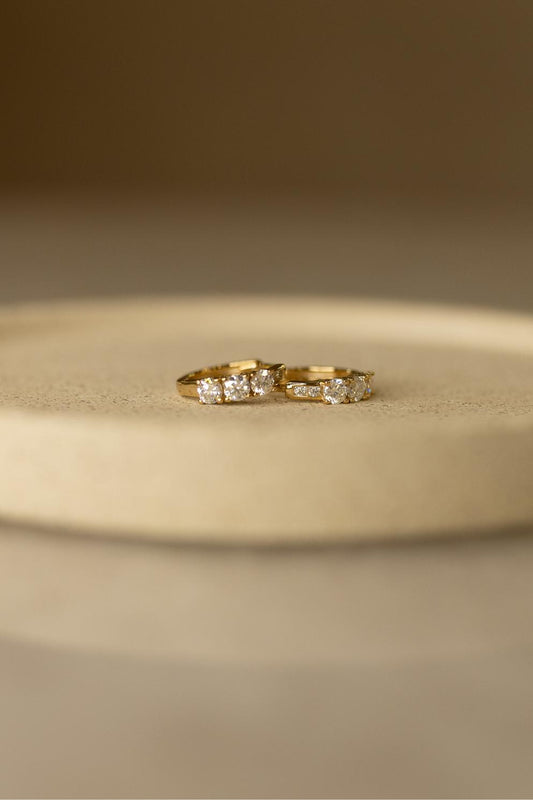 Brinco Argola Prata 925 Pontos de Luz  Moissanite Dourado