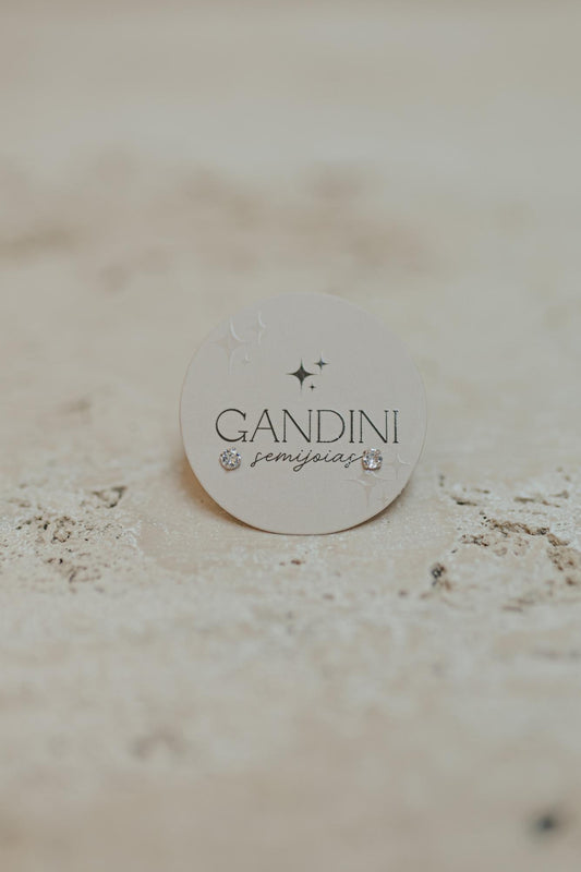 Brinco Ponto de Luz Cristal Redondo 3mm Ródio Branco