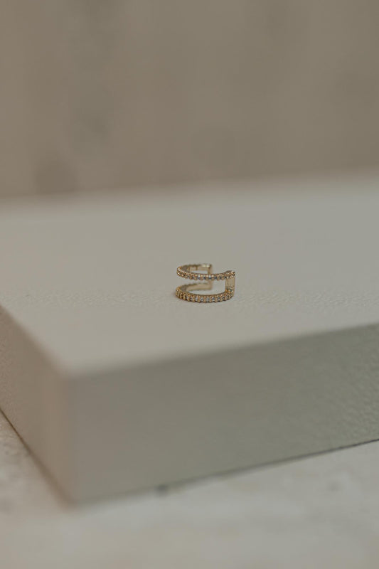 Piercing Fake Duplo Cravejado Dourado