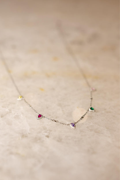 Colar Pingentes Princesa Moissanite Prata 925 Ródio Branco