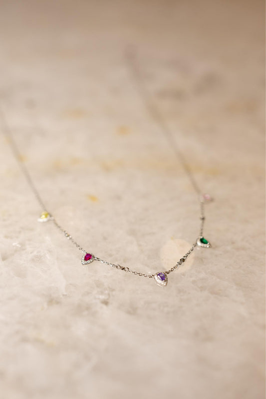 Colar Pingentes Princesa Moissanite Prata 925 Ródio Branco