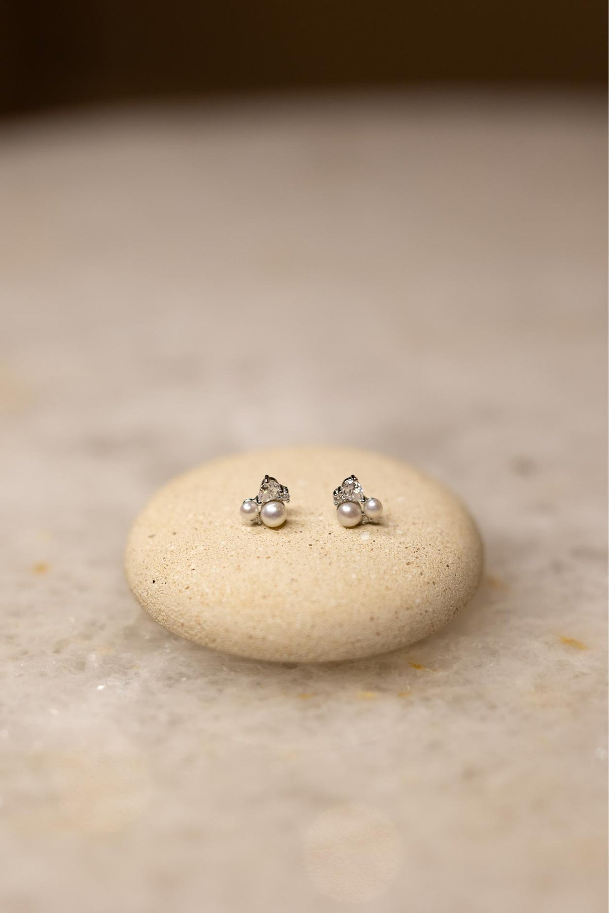 Brinco Pérolas e Gota Moissanite Prata 925 Ródio Branco