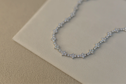 Colar Riviera Trabalhada Ródio Branco