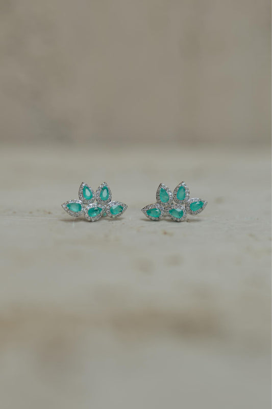 Brinco Ear Cuff Mini Gotas Turmalina Fusion Cravejadas Ródio Branco