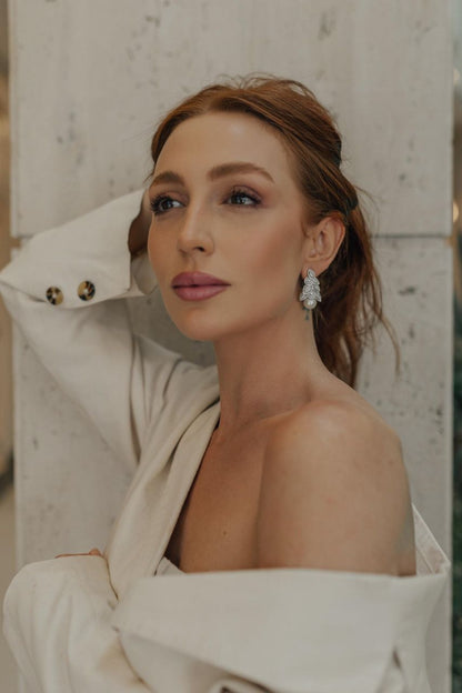 Brinco Noiva Pérola Cristal Prata 925 Ródio Branco