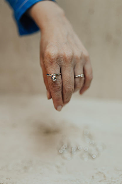 Anel Pingente Bola Ródio Branco