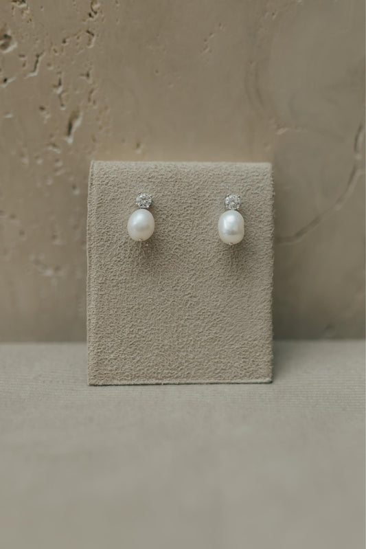 Brinco Pérola Moissanite Prata 925 Ródio Branco