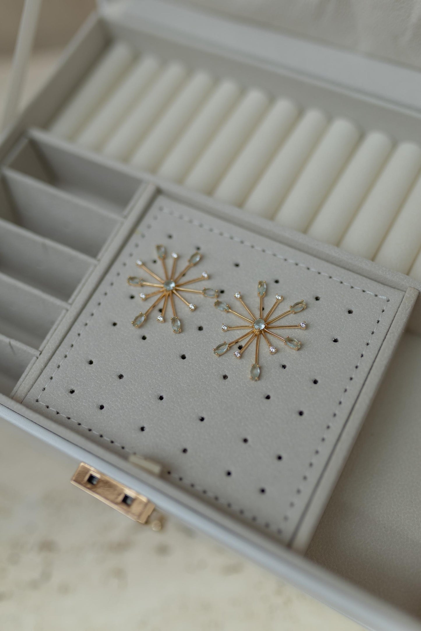 Brinco Explosão Água Marinha Dourado