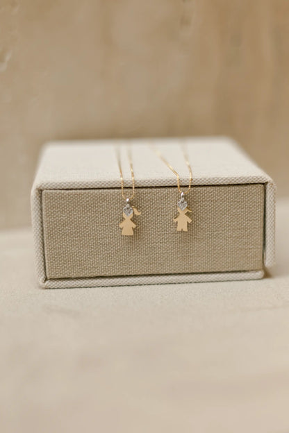 Colar Filhos Com Coração Cravejado Dourado