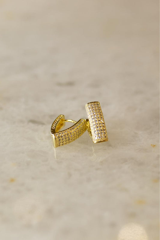 Brinco Argola V Cravejada Dourado