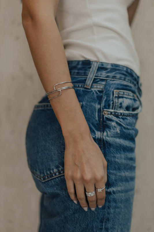 Bracelete Voltas Vazado Ródio Branco
