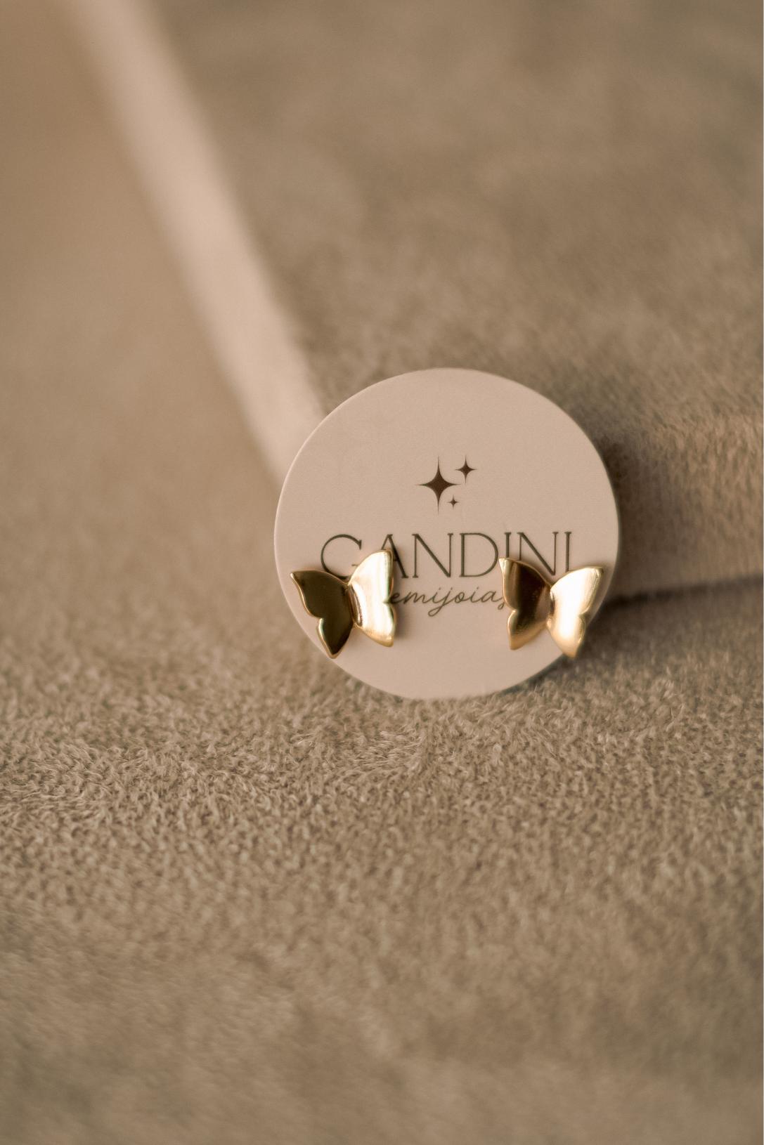 Brinco Borboleta Liso G Dourado