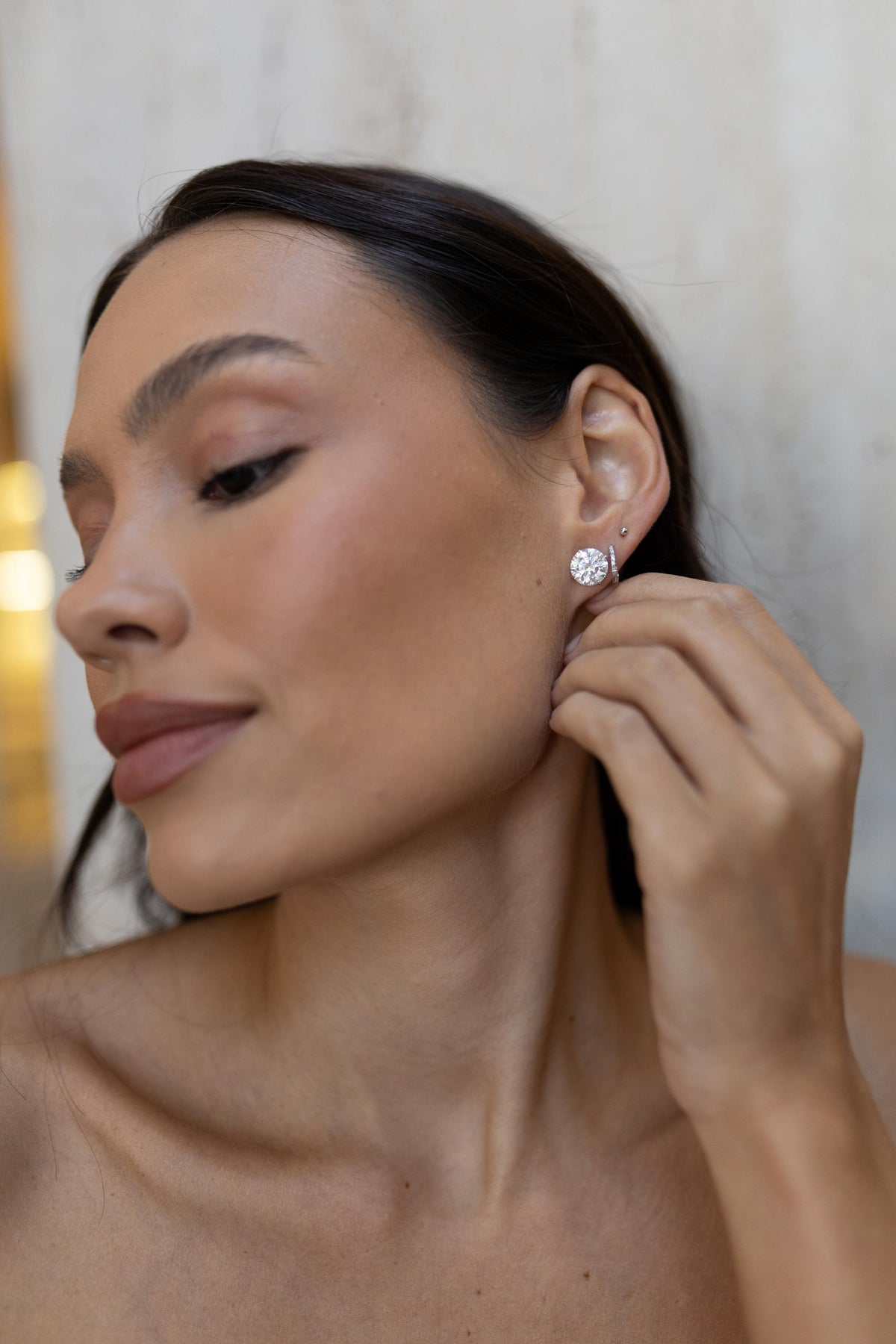 Brinco Solitário Clássico Moissanite Luxo 10mm Prata 925 Ródio Branco