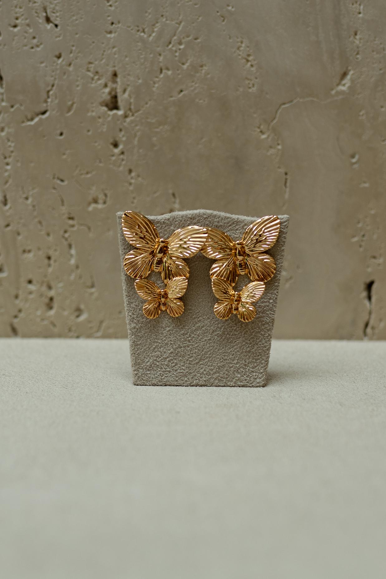Brinco Boho Borboleta Duo Dourado
