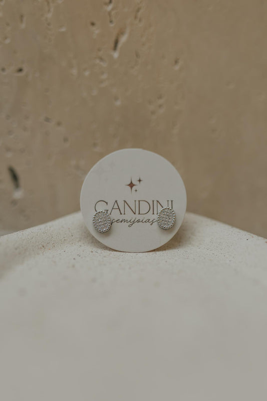 Brinco Oval Cravejado Ródio Branco