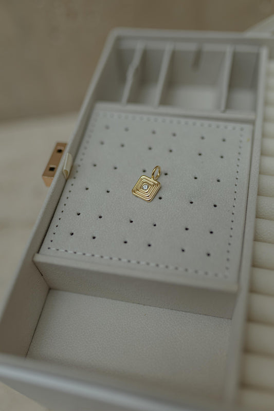 Pingente Square Vintage Ponto de Luz Dourado