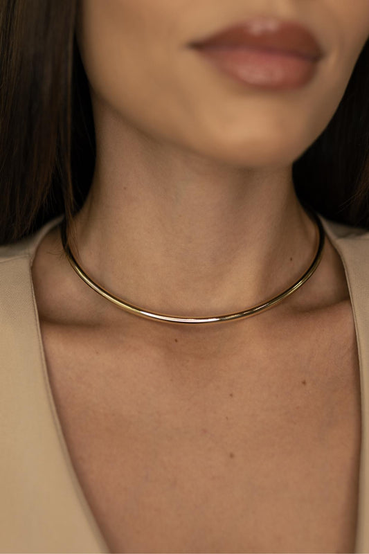 Choker Aro Tubo Liso Ouro