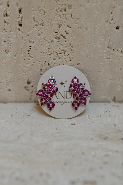 Brinco Ear Cuff Cravejado Rubelita Ródio Branco