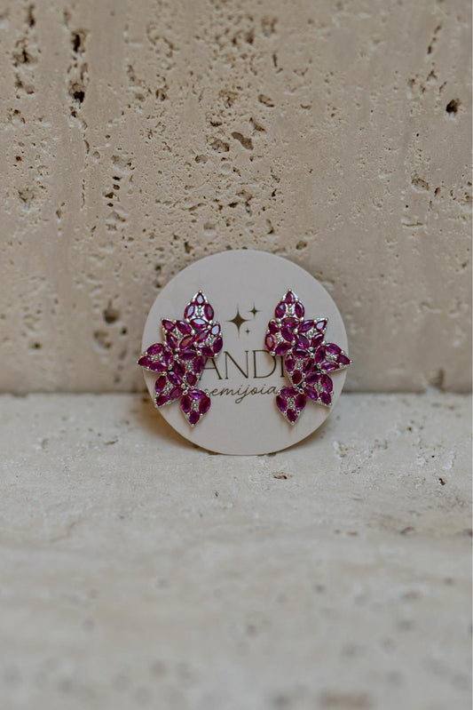 Brinco Ear Cuff Cravejado Rubelita Ródio Branco