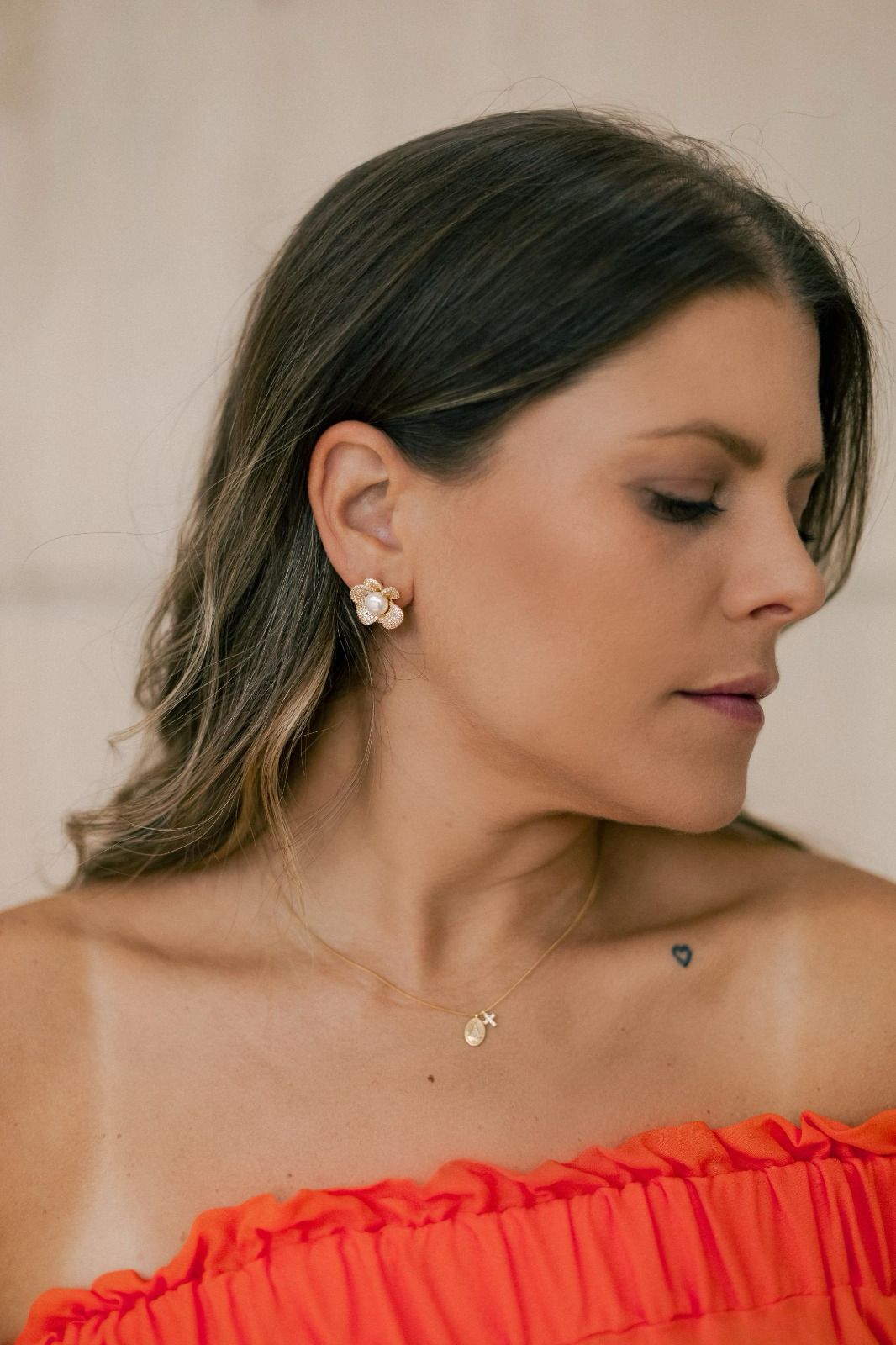 Colar Nossa Senhora Aparecida Cruz Cravejada Dourado