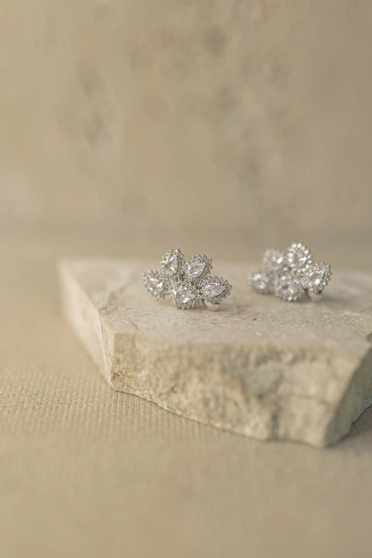 Brinco Ear Cuff Gotas Cristal Ródio Branco