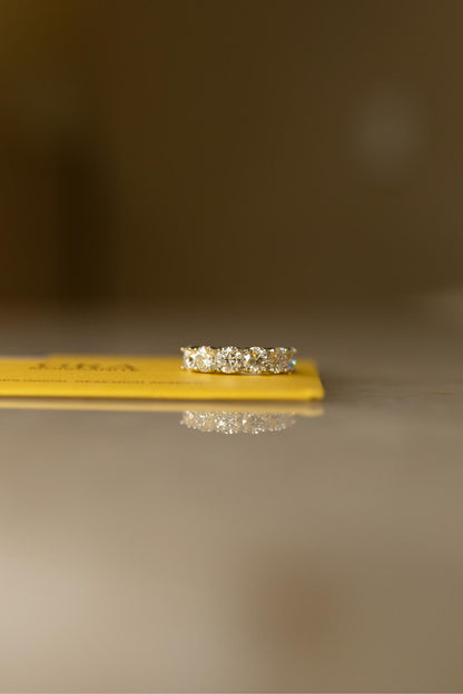 Anel Meia Aliança 5mm  Moissanite Prata 925 Ródio Branco